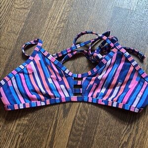Jolyn Clothing Archived Pattern Pink and Blue Tomcat Bikini Top